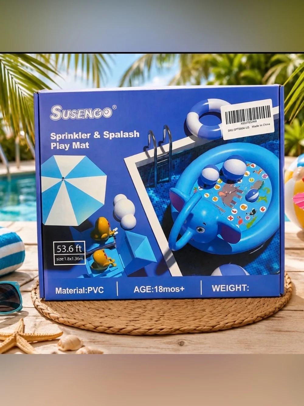 Blue Elephant Sprinkler & Splash Play Mat